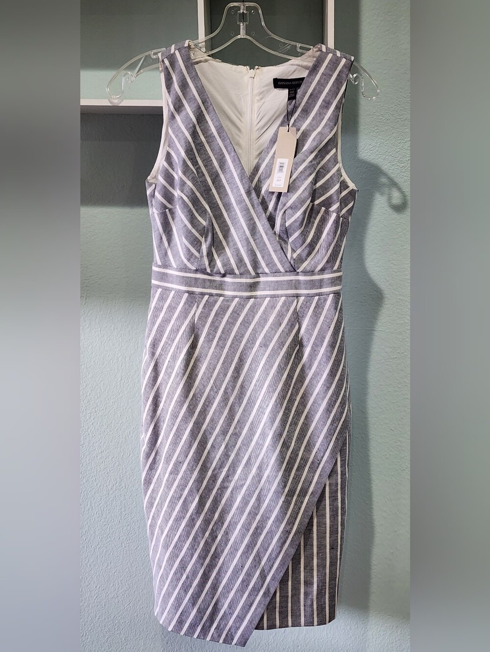 NWT Banana Republic | Striped Asymmetrical Sleeveless Faux Wrap Dress | XXS